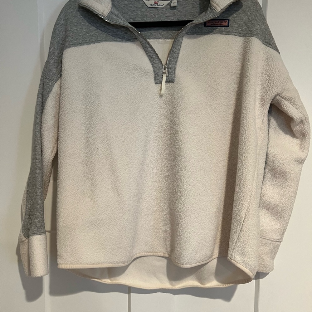 Vineyard Vines Gray and Cream Cowl Neck Sweater